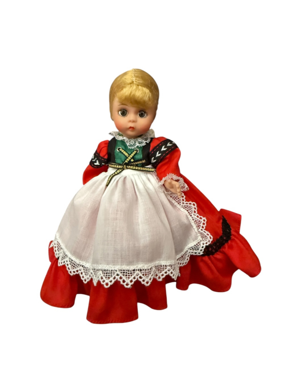 Vintage Madame Alexander Marmee Doll 9” Little Women Red Dress Hard Plastic Coll